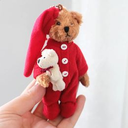 INS SUPER LUKT MINI TEDDY BEBER Soft Plush Toy Bag Hanger Gevulde cartoon Animoon Key Accessories Doll Home Decor Kid Cadeau 240401