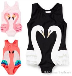 Ins Swearwear Flamingo Swan Bikini Girls OnePieces MAINTORS CATONNE CATONNE BATOINS ENFANT JOURME PARROT FLAMINGO ENFANTS RUFFLED Baby Clo2310299