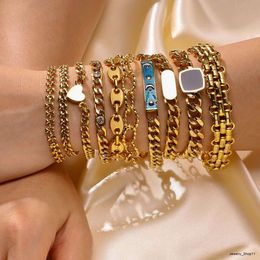 Ins – Bracelet à maillons épais plaqué or IP 18 carats, sans ternissement, en acier inoxydable, pour femmes, chaîne à maillons cubains épais, vente en gros de bijoux