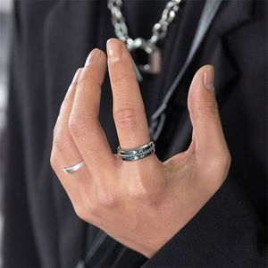 Ins titanium staal roterende ketting ring vlakte ring glad gezicht paar hiphop wijs vinger all-match sieraden accessoires
