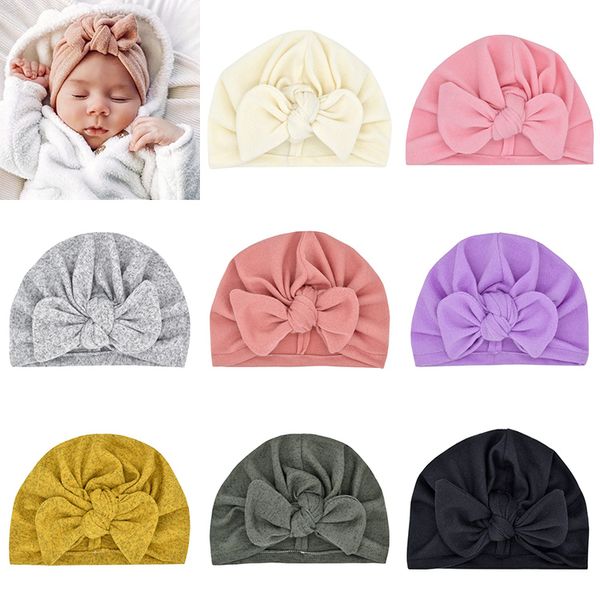 INS Toddler nourrissons inde chapeau enfants Automne Hiver Bowknot Beanie chapeaux bébé bonnets tricotés turban pour garçons filles 12 couleurs M3847