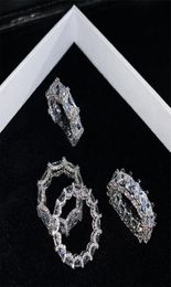 INS TOP Sell Brand Desgin Weddding Anneaux Luxury Bijoux Real 925 STERLING Silver Princess Cut White Topaz Party CZ Diamond Women E5117555