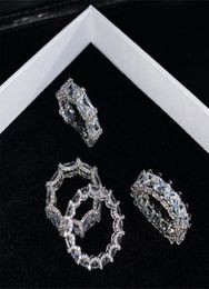 INS Top Sell Brand Desgin Weddding Rings Joyería de lujo Real 925 STERLING Silver Princess Cut White Topaz Party CZ Diamond Women E3564782