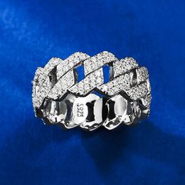 Ins Top Vente Hip Hop Anneaux De Mariage Vintage Bijoux Soild 100% 925 Argent Sterling Pave Blanc Moissanite Diamant Pierres Précieuses Éternité Fête Femmes Croix Bague De Mariée Cadeau