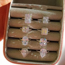 Ins top verkopen eenvoudige mode-sieraden real 925 sterling zilver 7 stijl peer gesneden wit topaz cz diamant Eternity party vrouwen bruiloft band ring