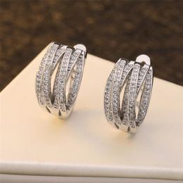 Ins Bestverkopende Mode-sieraden 925 Sterling Zilver Pave Witte Saffier CZ Diamant Edelstenen Partij Vrouwen Vrouwelijke Bruidsclip Earrin267R