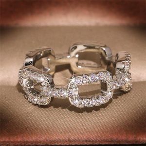 Ins Top Vente Hop Hip Vintage Bijoux De Mode 925 Bague En Argent Sterling Croix Pave Saphir Blanc CZ Diamant Femmes Bague De Mariage Cadeau