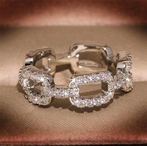 Ins Top Vente Hop Hip Vintage Bijoux De Mode 925 Bague En Argent Sterling Pave Saphir Blanc CZ Diamant Femmes Bague De Mariage Cadeau4228885