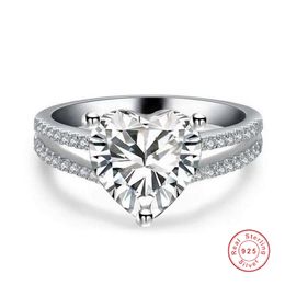Ins Top Selling Simple Mode-sieraden Real 925 Sterling Zilver Hartvorm Wit Topaz CZ Diamond Edelstenen Dames Wedding Band Ring Gift