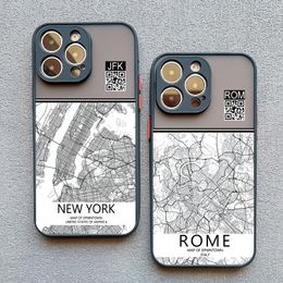 Ins Travel Country Sketch City Carte Case de téléphone pour iPhone X XR XS 14 11 12 13 Pro Max Mini 8 7 Plus SE2 Fundas Fundas Shell.