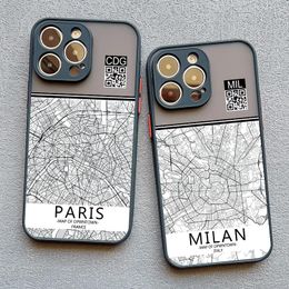 Ins Travel Country Sketch City Carte Case de téléphone pour iPhone 8 7 Plus SE2 15 14 11 12 13 Pro Max Mini XR XS