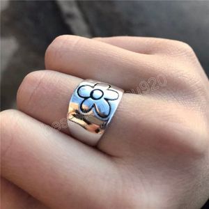 Ins Trendy Flower Open Ringen voor Vrouwen Mannen Vintage Punk Vriendschap Paar Ring Bruiloft Sieraden