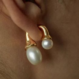 Ins Wind – boucles d'oreilles en perles, taille avant et arrière, aiguille en argent S925, tendance, or 18 carats, bijoux, accessoires cadeaux pour femmes
