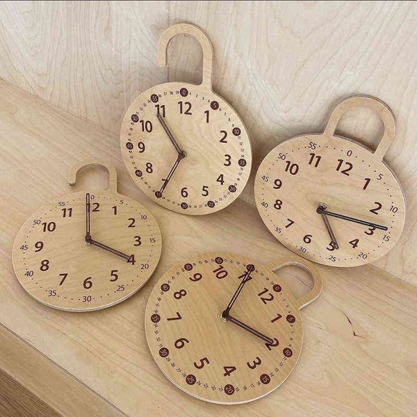 INS Relojes de madera silenciosos Adorno colgante de pared Homestay Mesita de noche Reloj Figuras decorativas Sala de estar Decoración para el hogar Foto Prop G220422