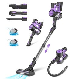 INSE Aspirateur sans fil 9 en 1 avec aspiration 26 Kpa 350 W, autonomie maximale de 50 minutes pour la maison, aspirateur domestique pliable pour poils d'animaux sur sols durs S10X Violet