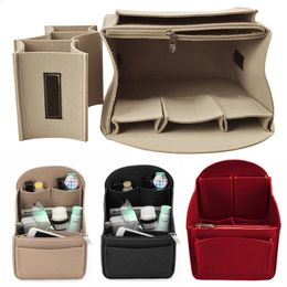 Inserte la bolsa de maquillaje organizador de fieltro para bolso de viaje bolso interior bolsas de cosméticos portátiles se adaptan a varias mochilas de mujer 240119