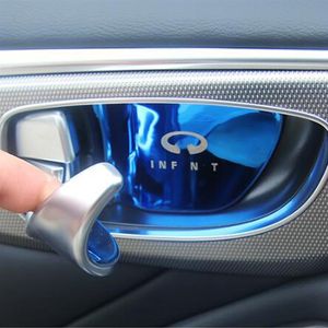Poignées de porte intérieures bouton autocollant décoratif revêtement d'habillage pour Infiniti Q50 Q50L JX35 QX60 accessoires intérieurs3040