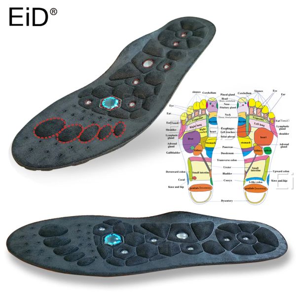 Semelles EiD Semelles intérieures en gel de massage magnétique de haute qualité Perte de poids Soutien de la voûte plantaire Coussinets de chaussures pour hommes Femmes Thérapie Massage Soins des pieds Unisexe