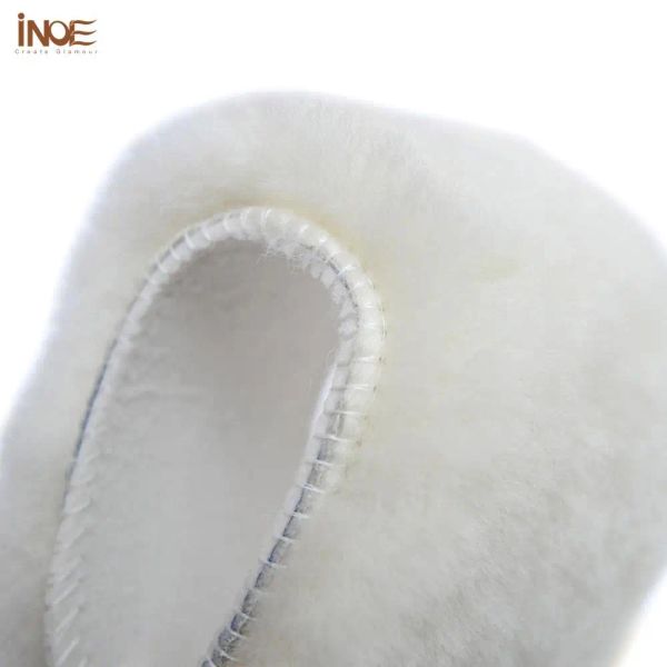 Semelles INOE véritable fourrure de laine de mouton naturelle 20mm longueur semelle intérieure d'hiver chaussures chaudes Pad couleur blanche pour femmes et hommes taille 3445 haute qualité