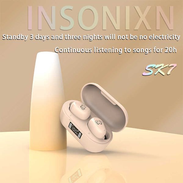 Insonixn sk7 bluetooth tws casque sans fil étanche anti-transpiration écoute unique 20h hifi qualité sonore hd microphone appel hkd230809