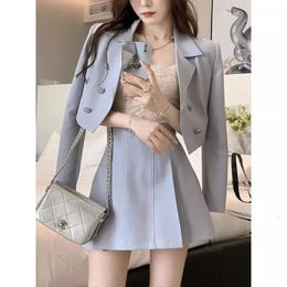 Insozkdg primavera otoño elegante mujer Blazer falda conjuntos a juego temperamento coreano manga larga delgado conjunto de 2 piezas 240219