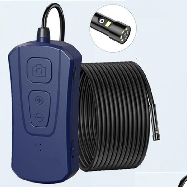 Caméras d'inspection Endoscope sans fil Endoscope sans fil à double objectif Wifi de 5 m de longueur avec 7 lumières LED réglables Caméra Zoomable Snake Drop Deliv DHDEC