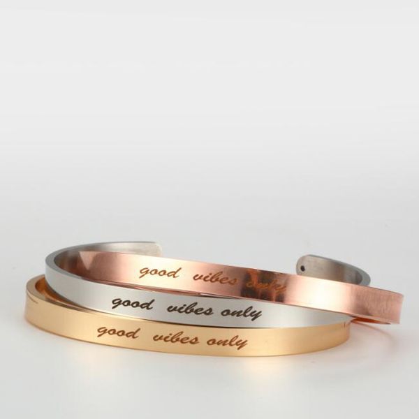 Bracelet de manchette inspiré en argent, or, or rose Bracelet en acier inoxydable 