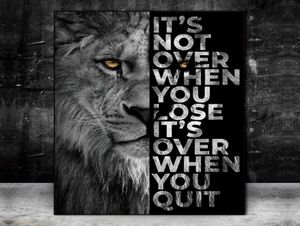 Inspirational Life Quotes on Black White Lion Wall Painting Posters and Prints Canvas Art Picture for Living Room HALLWAY Decor PA5218901