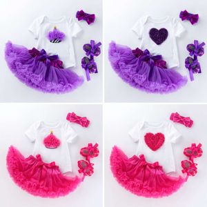 Instagram kinderkleding Moederdag cadeau Baby Girl Cartoon Sweetheart Purple Fluffy Rok Set Baby Half Rok
