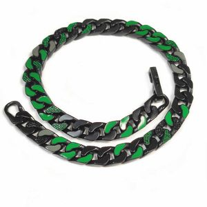 Instagram Hip Hop Fashion Simple Black Chain Green Laquer personnalisée Collier cubain à tendance personnalisée