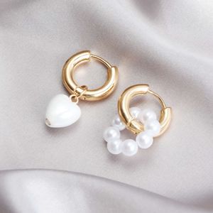 Instagram bijoux mode imitation perle perle femelle asymétrique amour pendante boucles d'oreilles fille épicée