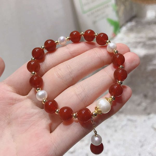 Instagram Corea Red Agate Crystal Single Loop Fashion Wely Weley Welyry Welyrel