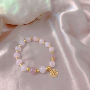 Instagram Style coréen Loop Pink Loop Fashion Women's Strawberry Crystal Sand Gold Accessoires Bracelet Bijoux