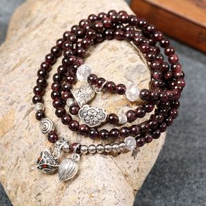 Bracelet perlé en cristal rouge Instagram, Garnet Fox Bell, artisanat multi-couches Lotus pour femmes