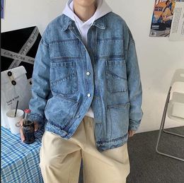 Veste en jean rétro Instagram tendance version coréenne pour hommes 2024 printemps et automne veste à revers étudiant de style Hong Kong pour haut de vêtements d'extérieur