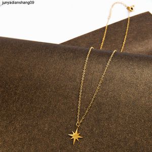 Instagram Wind Six Star Sun Collar Chain roestvrijstalen hanger Kleurbescherming 18K goudkleurbescherming Titanium stalen ketting
