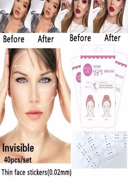 Estiramiento facial instantáneo y levantamiento de barbilla de cuello Cintas secretas Etiqueta antiarrugas delgada facial Artefacto moldeador de cara en V Etiqueta adhesiva invisible2174882