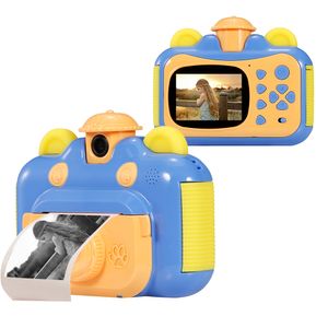 Appareil photo à impression instantanée pour enfant avec papier d'impression 2,4 pouces écran photo vidéo appareil photo rechargeable cadeau pour enfants LJ201105