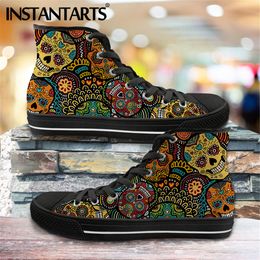 Instantarts, zapatillas vulcanizadas para hombre, zapatos de lona de alta calidad, diseño clásico de calaveras de azúcar, zapatos planos para hombre, calzado con cordones