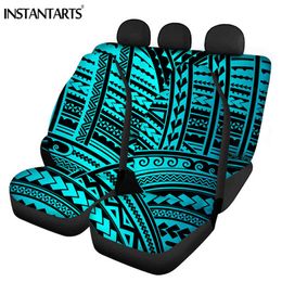 Instantarts Polynesisch Tribal Patroon Interieur Decor Front en Back Car Cushion Comfortabele Soft Vehicle Seat Covers