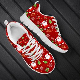 Instantarts Wear-resistente casual sneakers Santa Claus Snowflake Patroon veter omhoog Flat Shoes Women Heren Tennis Christmas Gifts
