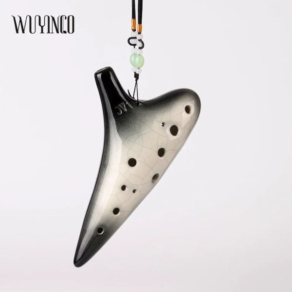 Instrument 12 trou alto c tons médiant en céramique ocarina crackle gradient noir professionnel chinois flûte tao instrument