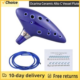 Instrumento 12 agujeros La leyenda de Zeldaes Ocarina of Time Blue Alto C Flute Wind Instrument Inspirado Inspirado Inspirado Musical Instrumento