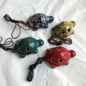 Instrument 1pcrandom, petite tortue ocarina kiln changage de couleur série 6 trous ocarina