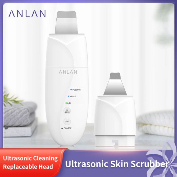 Instrument Anlan 2 en 1 Ultrasonic Skin Scurbber Ion Face Deep Face Ultrasonic Nettoyage Retirez l'acné noirs