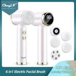 Instrument Ckeyin 6 en 1 Professional Electric Facial Nettoying Brush Imperproof Multifonction face masseur de soins de la peau