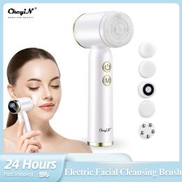 Instrument Ckeyin 6 en 1 Ultrasonic Electric Face Nettoying Brosse Auto Rotation Massage du visage étanche Masseur Pores Nettoyer