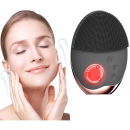Instrument pour le visage Nettoyage Brosse Ultrasonic Face Nettoyage Brosse électrique Silicone Rechargeable Masse-peau de brosse faciale avec photon