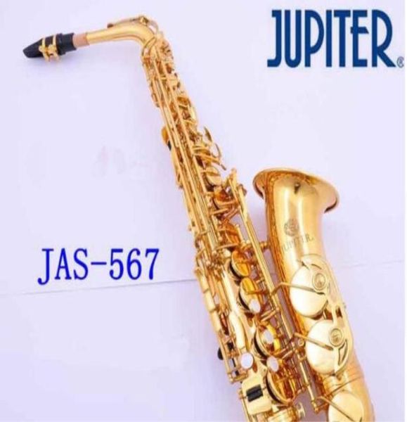 Instrument New Taiwan Jupiter Jas567 Alto EB Tune Saxophone Gold Laquer Sax avec case Bouth Poince Professional 2702435