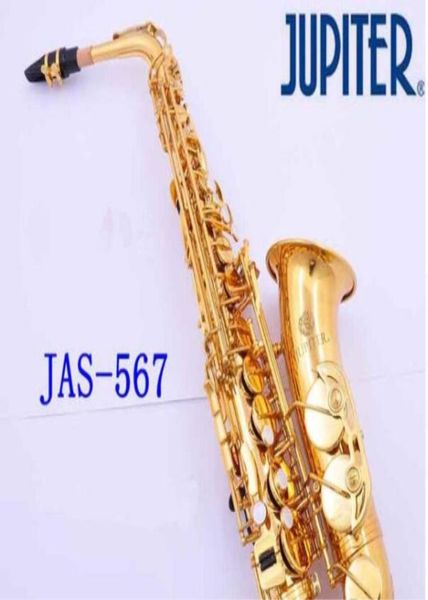 Instrumento NUEVO TAIWAN JUPITER JAS567 ALTO EB Saxofón saxo de laca de oro con boquilla de caja profesional 2336345